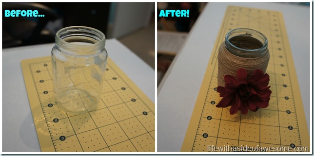 twine covered glass jar